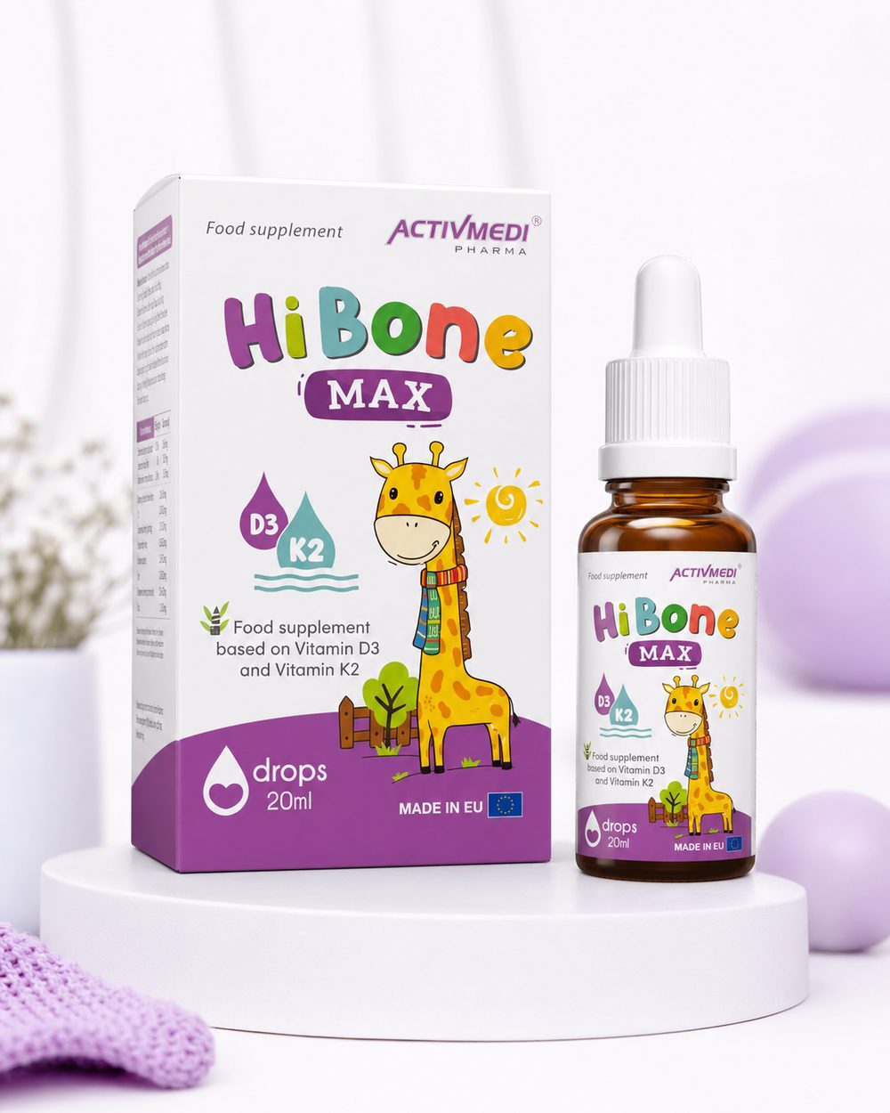 Sản phẩm HiBone Max vitamin D3 và K2 dạng nhỏ giọt