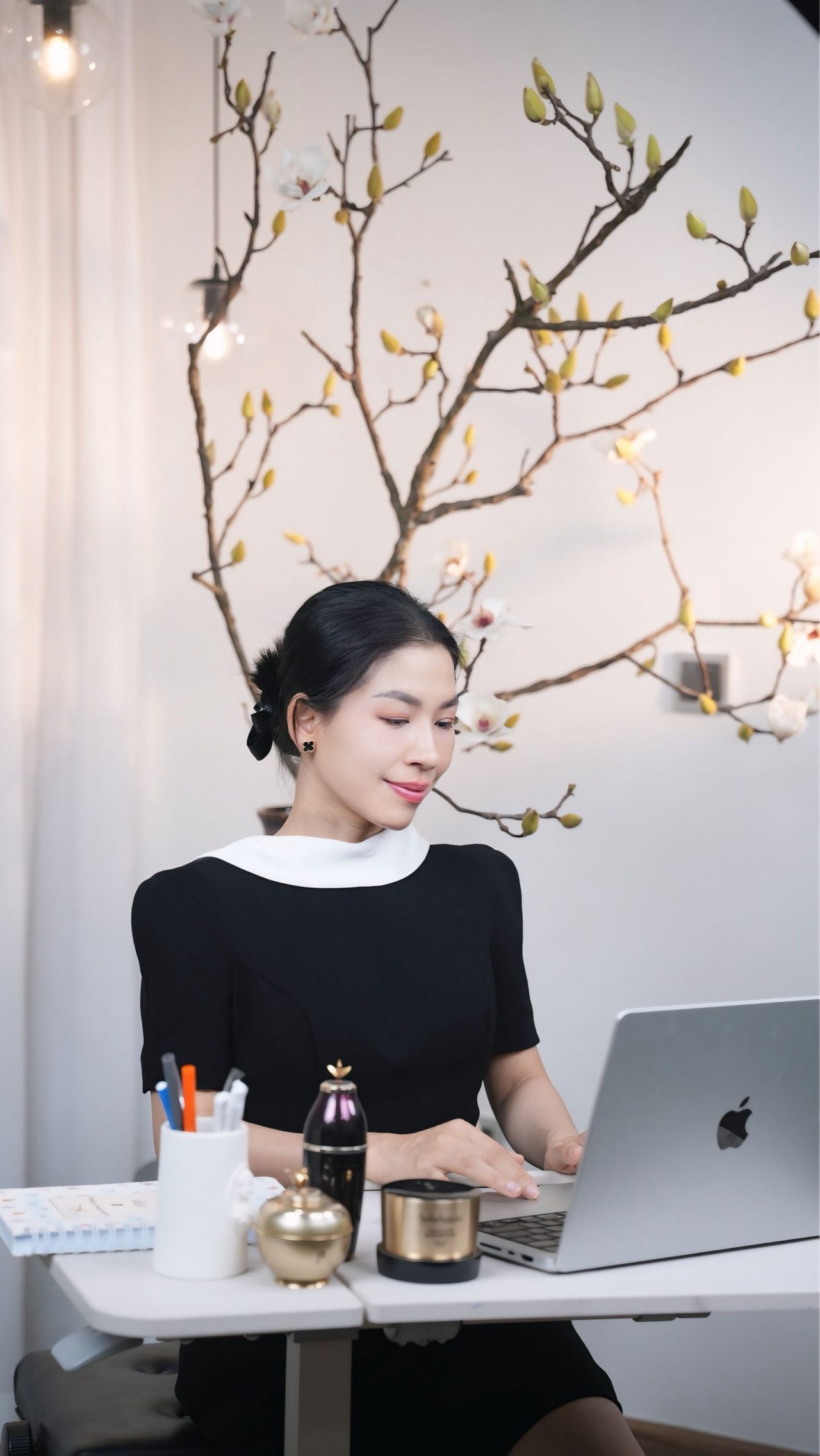 Chị Nguyễn Thị Lan Phương làm việc bên bàn