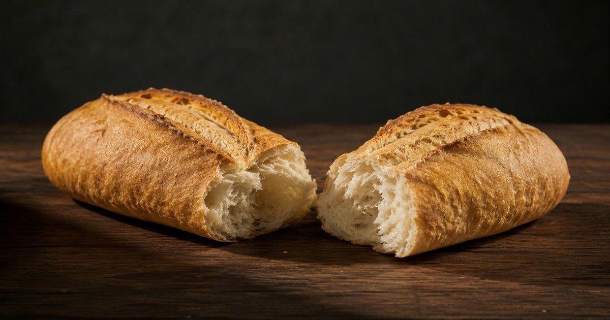 Ổ bánh mì bẻ đôi trên bàn gỗ — ẩn dụ trung thực trong kinh doanh