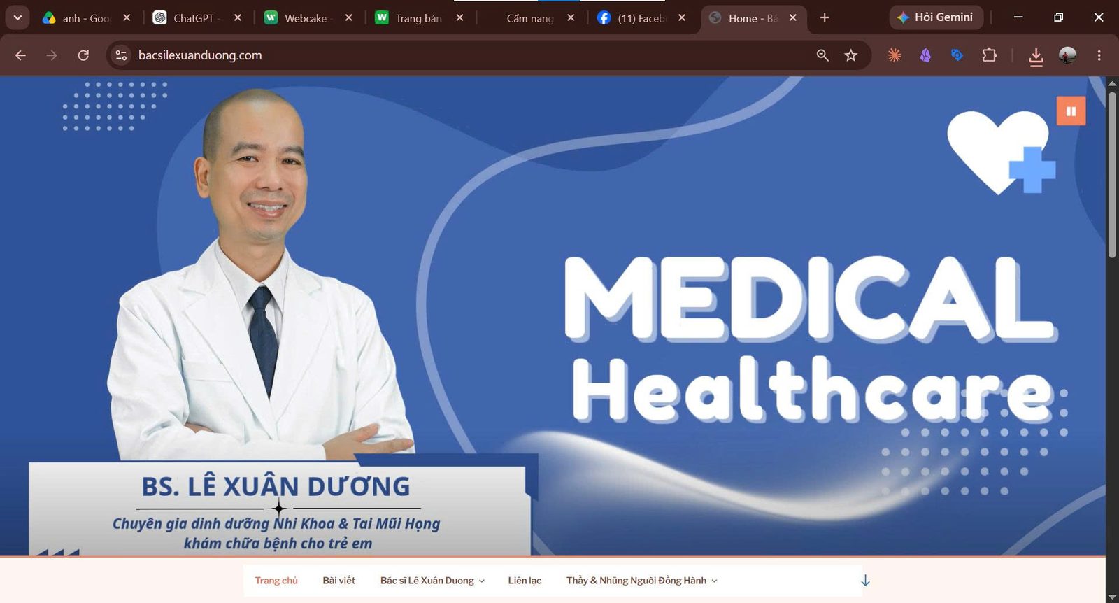 Website bacsilexuanduong.com của bác sĩ Lê Xuân Dương